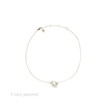 Christian Dior Crystal Oblique Necklace Silver Tone