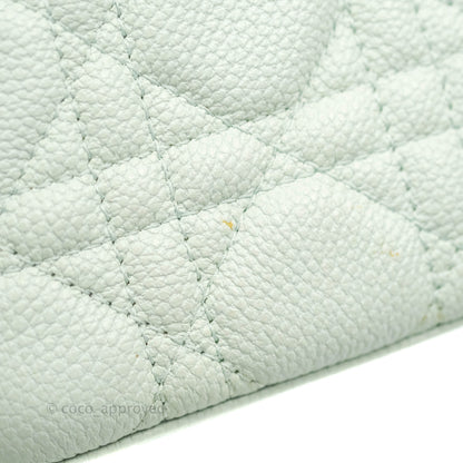 Christian Dior Medium Lady Dior Light Mint Grained Leather Silver Hardware