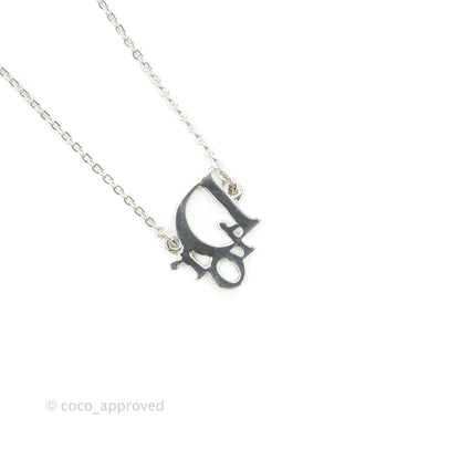 Christian Dior Crystal Oblique Necklace Silver Tone