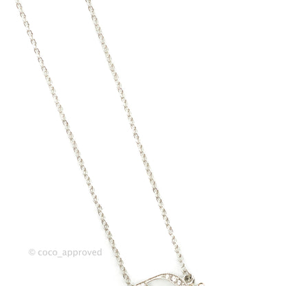 Christian Dior Crystal Oblique Necklace Silver Tone