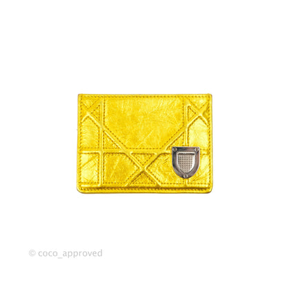 Christian Dior Diorama Metallic Yellow Card Holder