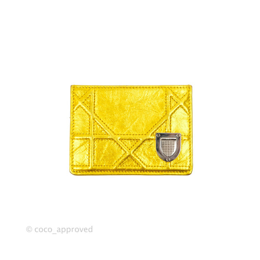 Christian Dior Diorama Metallic Yellow Card Holder