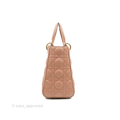 Christian Dior Medium Lady Dior Fard Blush Lambskin Gold Hardware