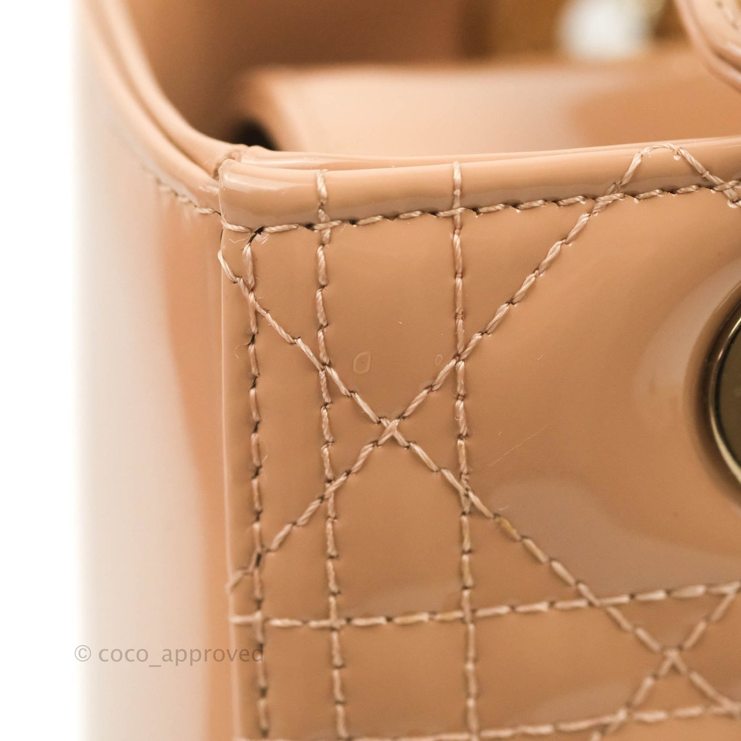 Christian Dior Medium Lady Dior Blush Patent Gold Hardware