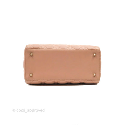 Christian Dior Medium Lady Dior Fard Blush Lambskin Gold Hardware