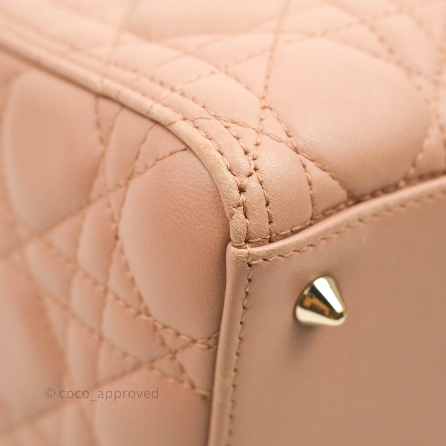 Christian Dior Medium Lady Dior Fard Blush Lambskin Gold Hardware