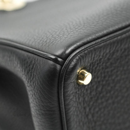 Christian Dior Medium Diorissimo Bag Black Fuchsia Grained Calfskin Gold Hardware