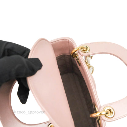 Christian Dior Cannage Mini Lady Dior Iridescent Light Pink Gold Hardware