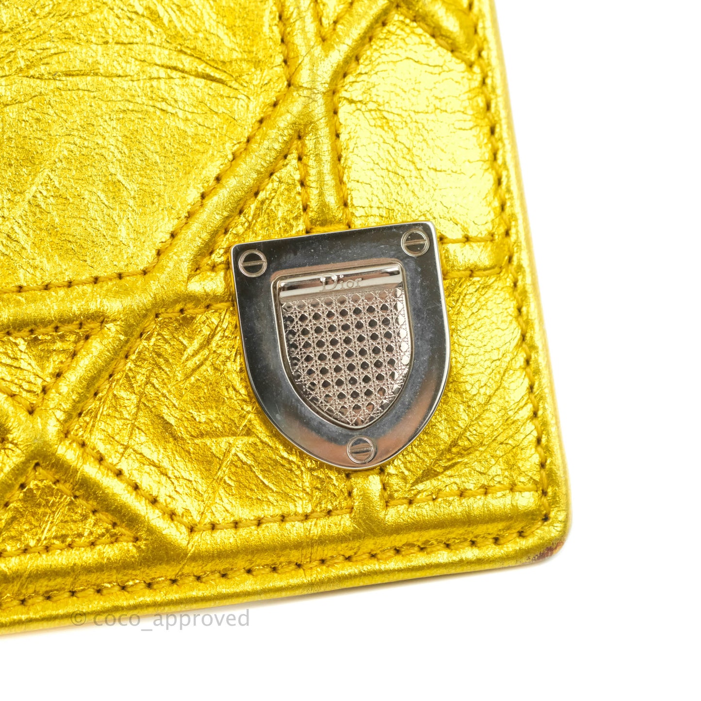 Christian Dior Diorama Metallic Yellow Card Holder
