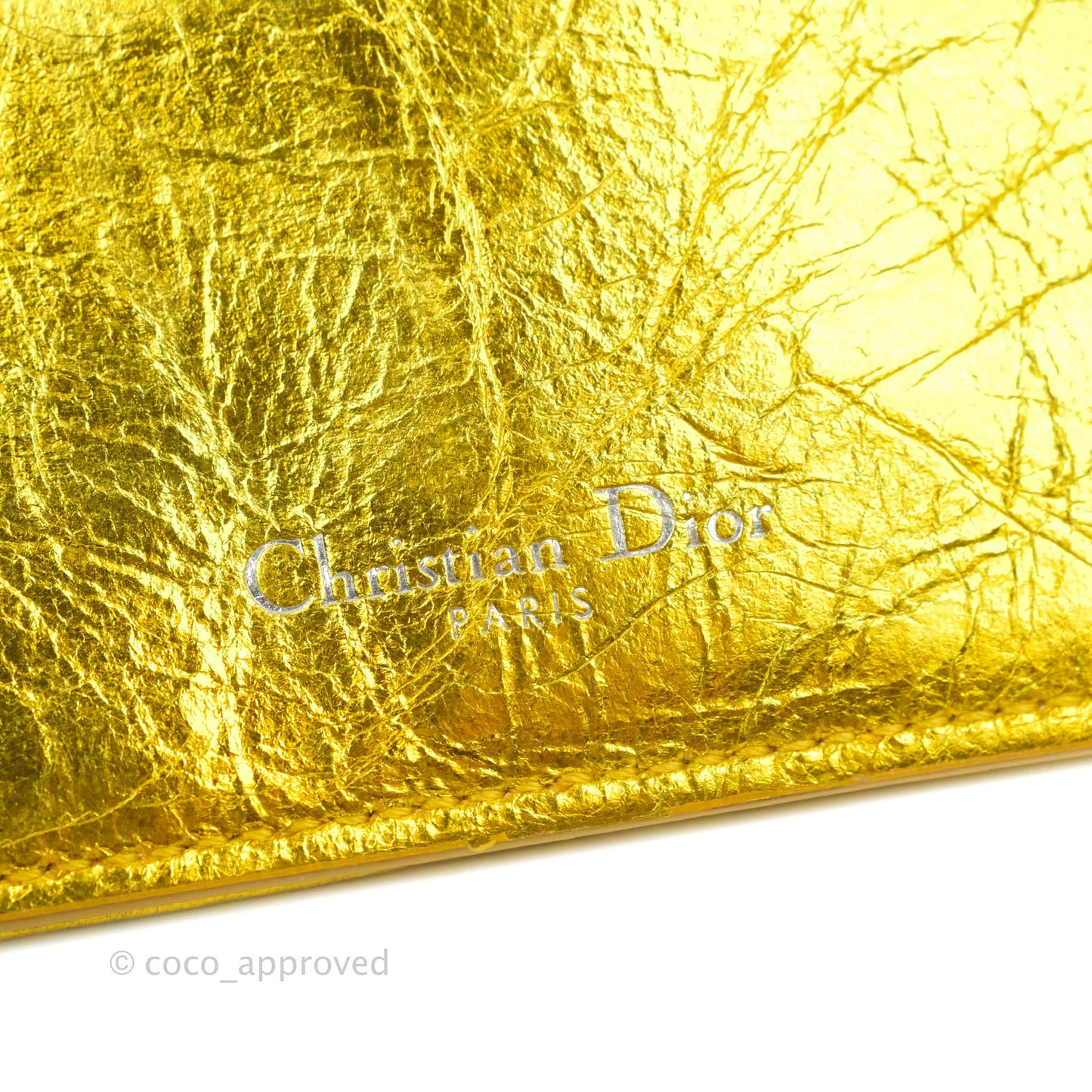 Christian Dior Diorama Metallic Yellow Card Holder