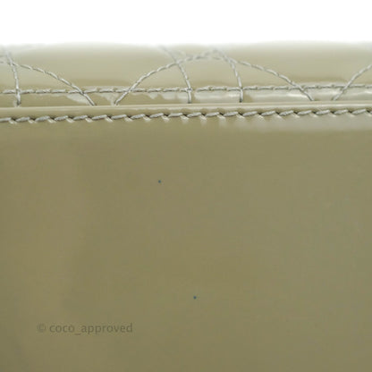 Christian Dior Medium Lady Dior Light Olive Patent Leather Silver Hardware