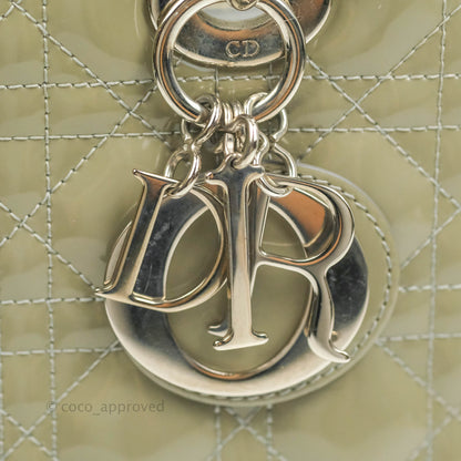 Christian Dior Medium Lady Dior Light Olive Patent Leather Silver Hardware