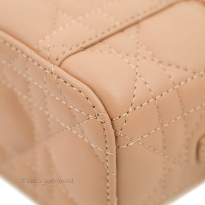 Christian Dior Micro Lady Dior Vanity Lambskin Rose De Ven Cannage Lambskin