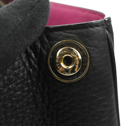 Christian Dior Medium Diorissimo Bag Black Fuchsia Grained Calfskin Gold Hardware