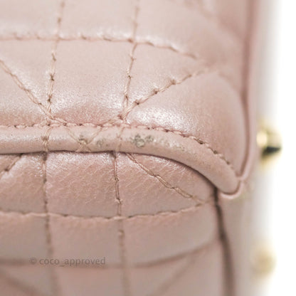 Christian Dior Cannage Mini Lady Dior Iridescent Light Pink Gold Hardware