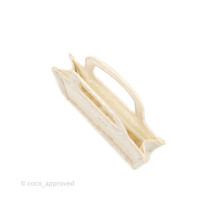 Dior Mini Book Tote Natural Macramé-Effect Embroidery