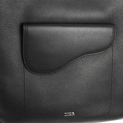 Dior Men's Saddle Tote Bag with Shoulder Strap Black Grained Leather