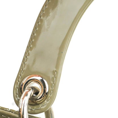 Christian Dior Medium Lady Dior Light Olive Patent Leather Silver Hardware
