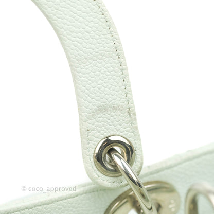 Christian Dior Medium Lady Dior Light Mint Grained Leather Silver Hardware