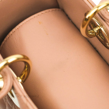 Christian Dior Medium Lady Dior Fard Blush Lambskin Gold Hardware
