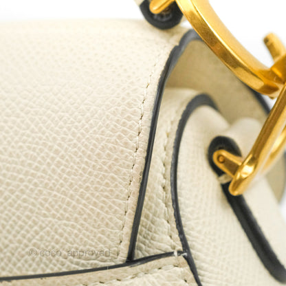 Christian Dior Mini Saddle Bag White Grained Calfskin Gold Hardware