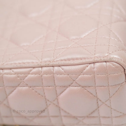 Christian Dior Cannage Mini Lady Dior Iridescent Light Pink Gold Hardware
