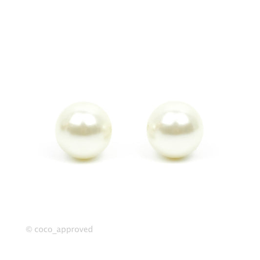 Christian Dior Mini Tribales Pearl Earrings Gold Tone