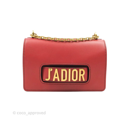 Christian Dior J'Adior Chain Flap Bag Red Calfskin