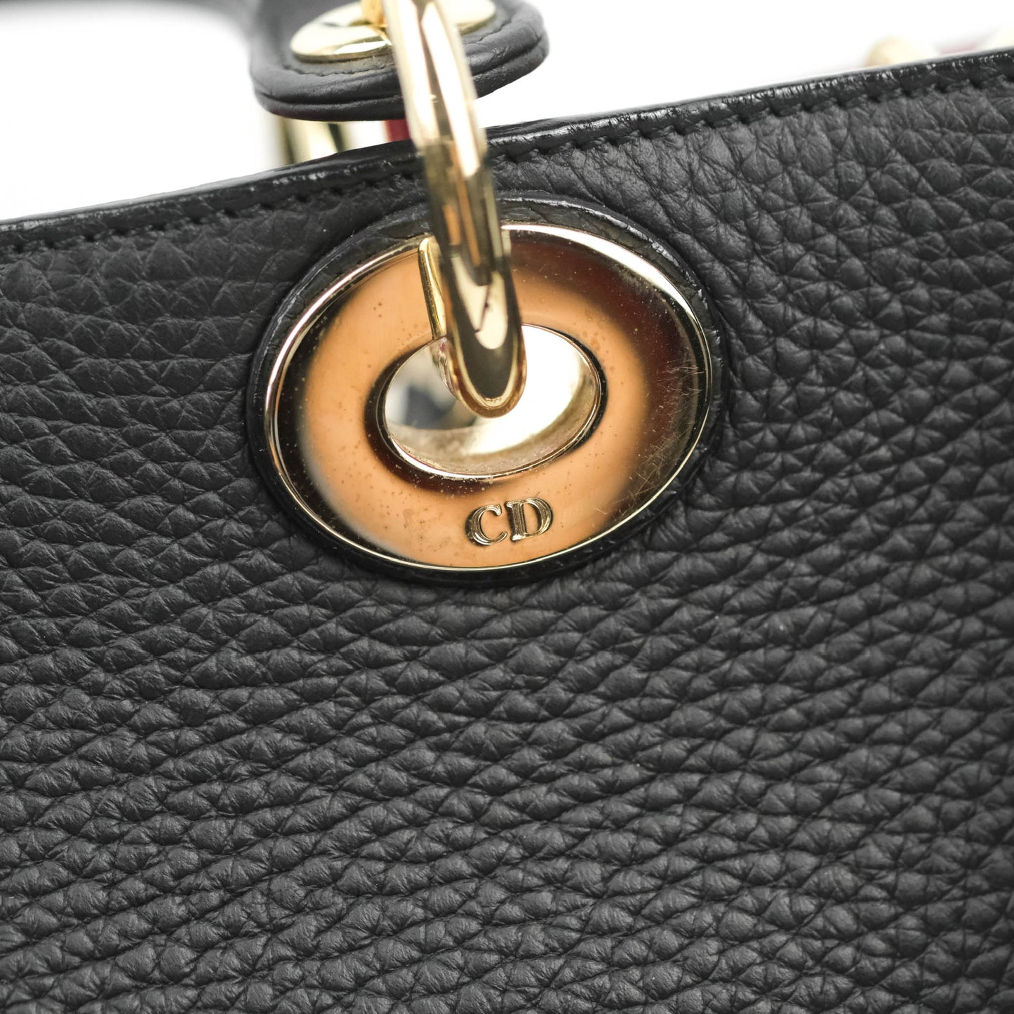 Christian Dior Medium Diorissimo Bag Black Fuchsia Grained Calfskin Gold Hardware