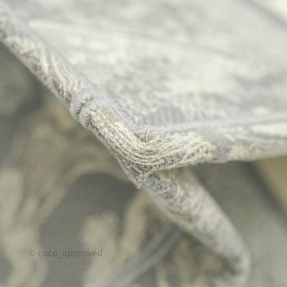 Christian Dior Medium (Old Small) Embroidered Toile De Jouy Light Grey Canvas Book Tote