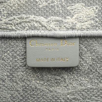 Christian Dior Medium (Old Small) Embroidered Toile De Jouy Light Grey Canvas Book Tote