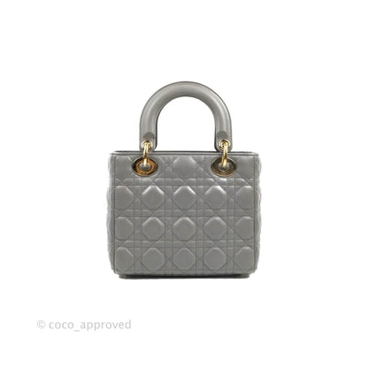 Christian Dior Lambskin My ABCDior Lady Dior Grey Gold Hardware
