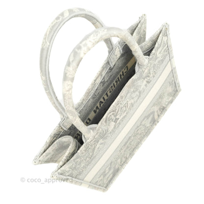 Christian Dior Medium (Old Small) Embroidered Toile De Jouy Light Grey Canvas Book Tote