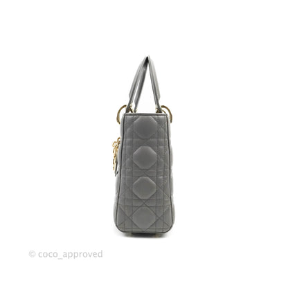 Christian Dior Lambskin My ABCDior Lady Dior Grey Gold Hardware