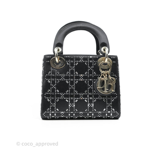 Christian Dior Cannage Mini Lady Dior Satin Crystal