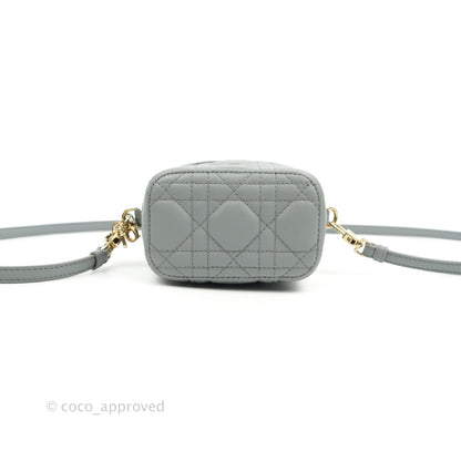 Christian Dior Micro Lady Dior Vanity Case Cloud Blue Cannage Lambskin