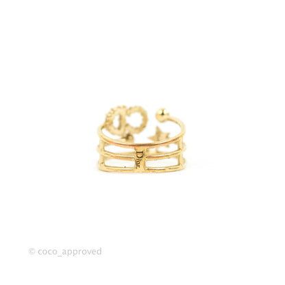 Christian Dior Shiny-D Ring Crystals Gold Tone Size S