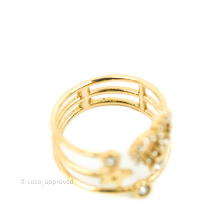 Christian Dior Shiny-D Ring Crystals Gold Tone Size S