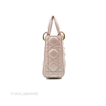 Christian Dior Mini Lady Dior Iridescent Light Pink Cannage Gold Hardware