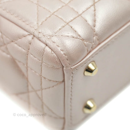 Christian Dior Mini Lady Dior Iridescent Light Pink Cannage Gold Hardware