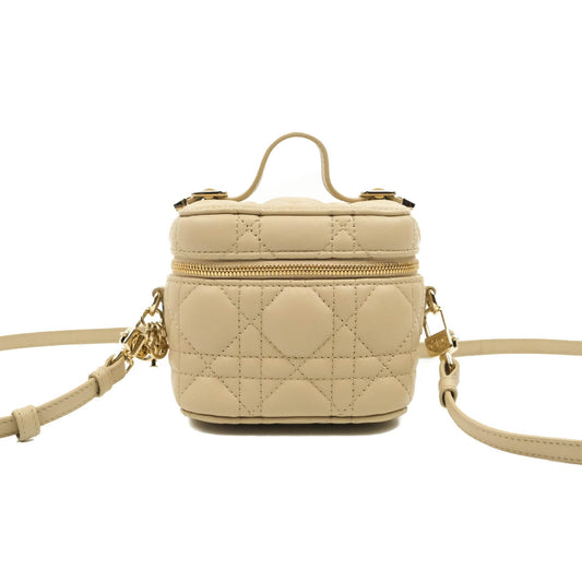 Christian Dior Micro Lady Dior Vanity Case Beige Cannage Lambskin