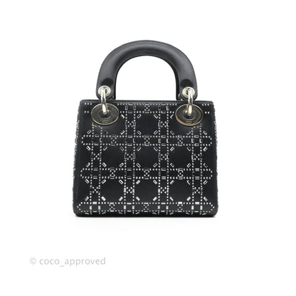 Christian Dior Cannage Mini Lady Dior Satin Crystal
