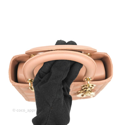 Christian Dior Medium Lady Dior Fard Blush Lambskin Gold Hardware