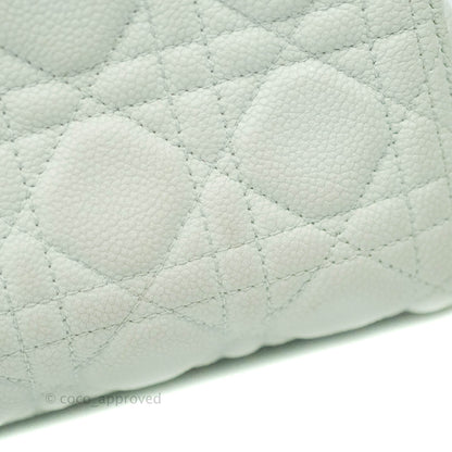 Christian Dior Medium Lady Dior Light Mint Grained Leather Silver Hardware