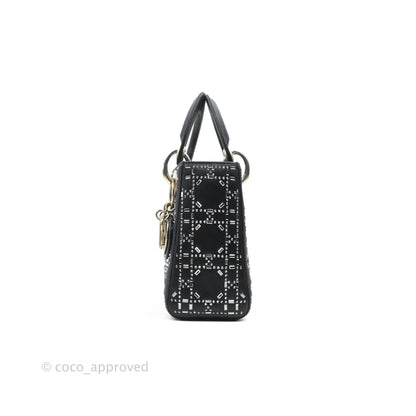 Christian Dior Cannage Mini Lady Dior Satin Crystal