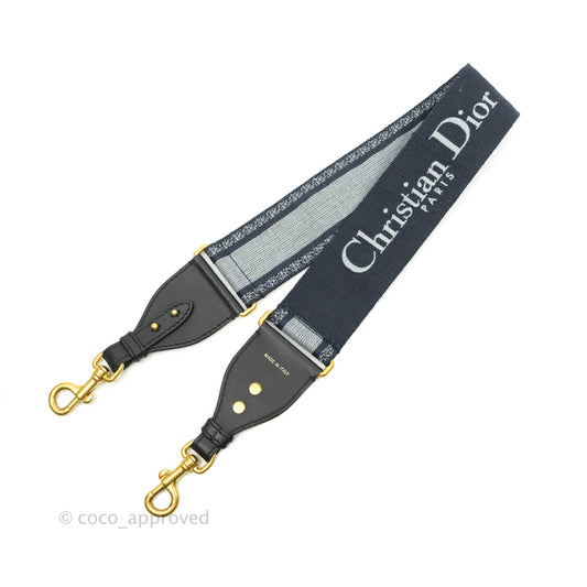 Christian Dior Blue Embroidered Shoulder Strap