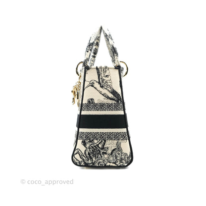 Christian Dior Medium Lady D-Lite Toile de Jouy Zodiac Embroidery Gold Hardware