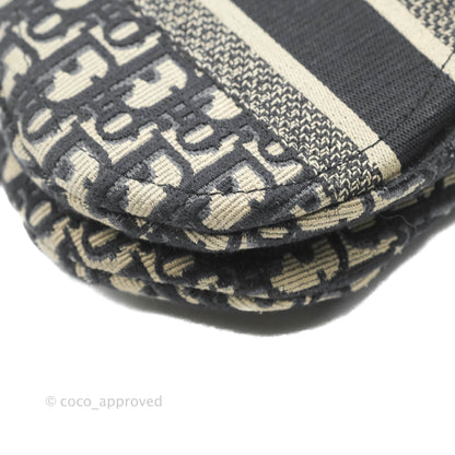 Christian Dior Navy Saddle Bag Dior Oblique Embroidery Gold Hardware
