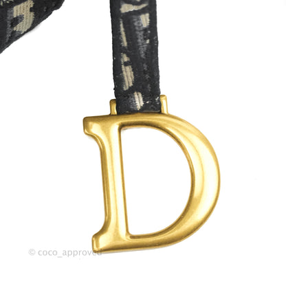 Christian Dior Navy Saddle Bag Dior Oblique Embroidery Gold Hardware