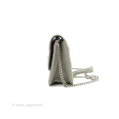 Christian Dior Miss Dior WOC Cannage Metallic Grey Silver Hardware